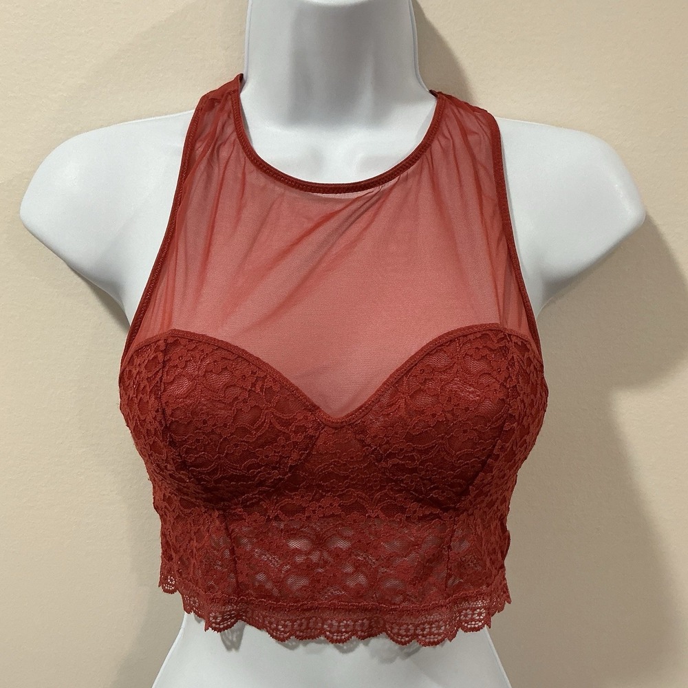 Free People Intimately Stay With Me Adobe Rust Lace Bralette Size Small